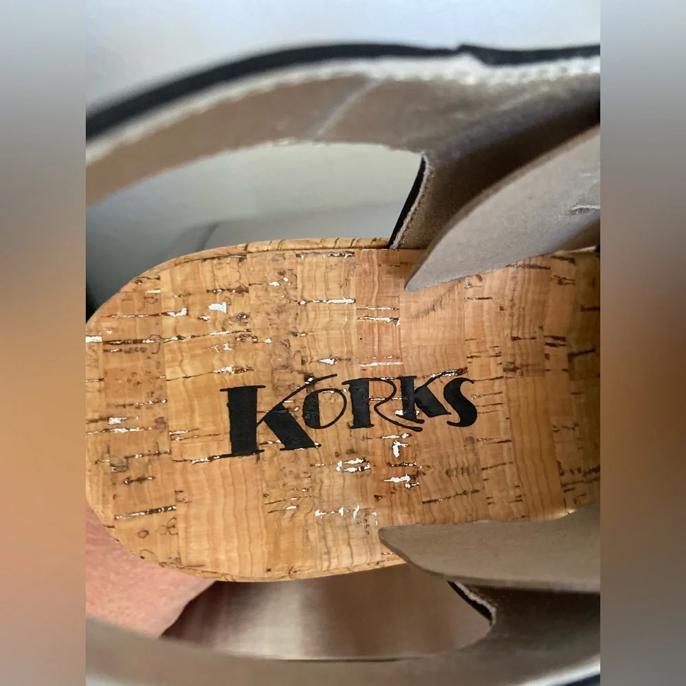 KORKS..WOMENS Black Leather Wedge Sandals